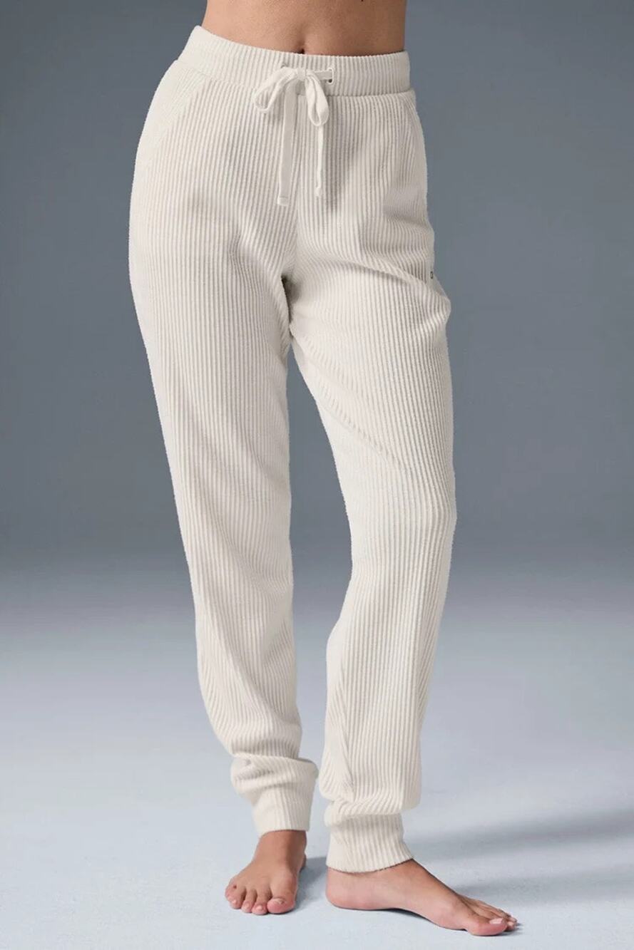Alo Muse Sweatpant Ivory Ribbed Jogger